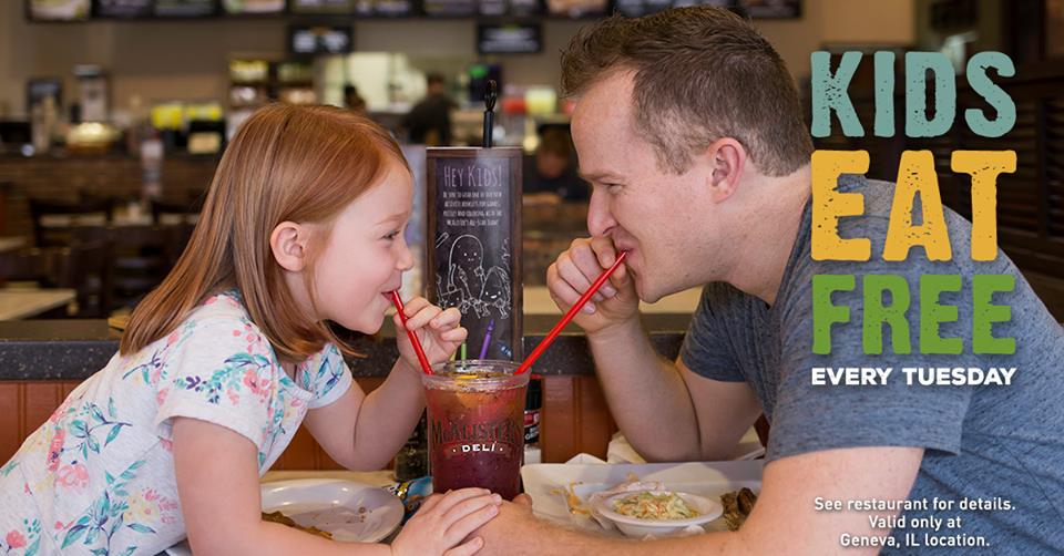 Kids eat free on Tuesdays at McAlister's Deli