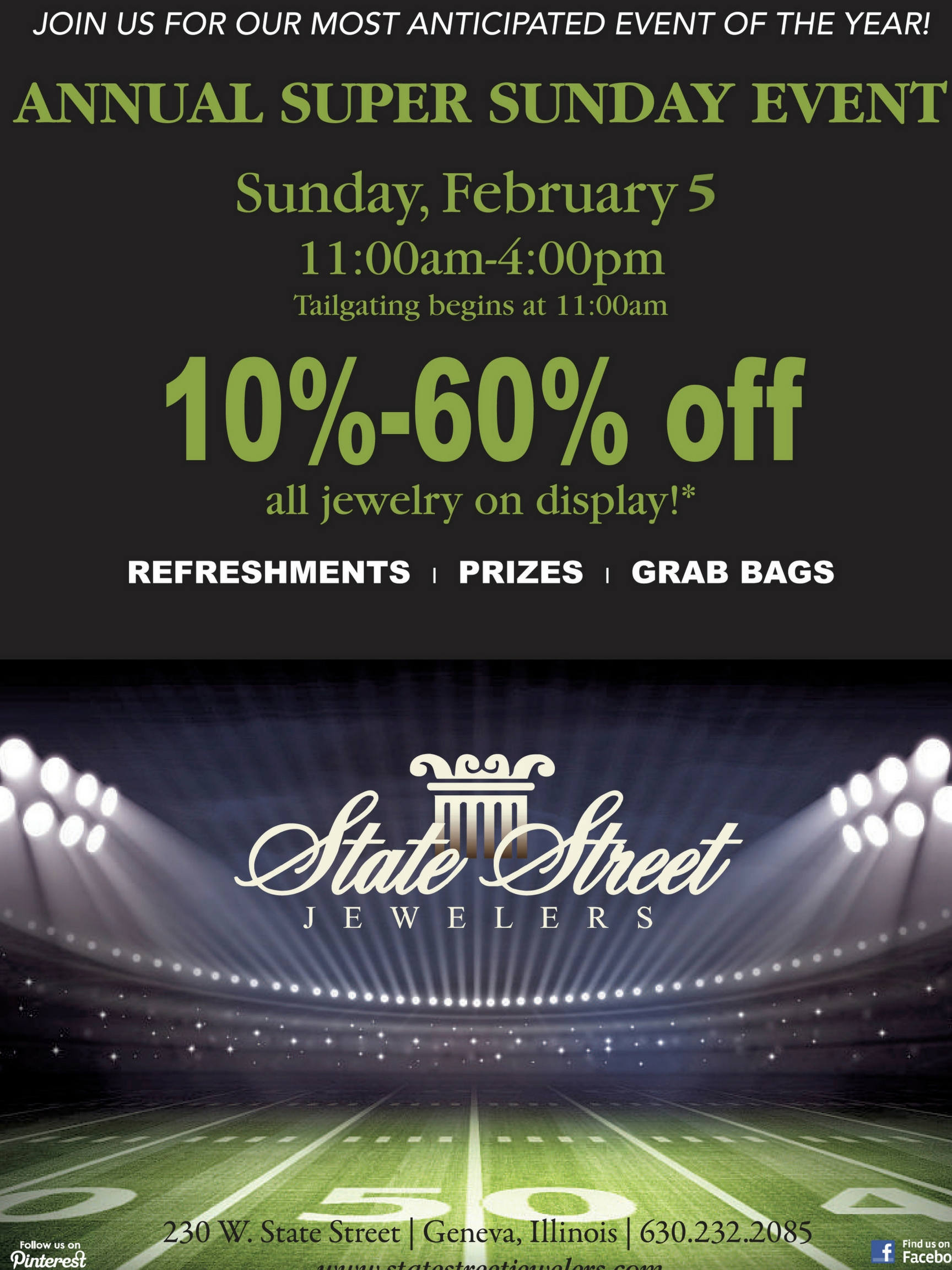 State Street Jewelers Super Bowl Sunday Sale